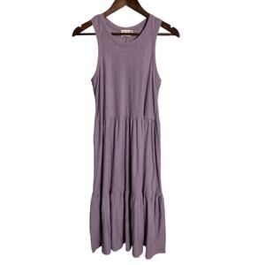 Nation LTD Melissa Tiered Tank Dress Purple Midi Pima Cotton Womans XS